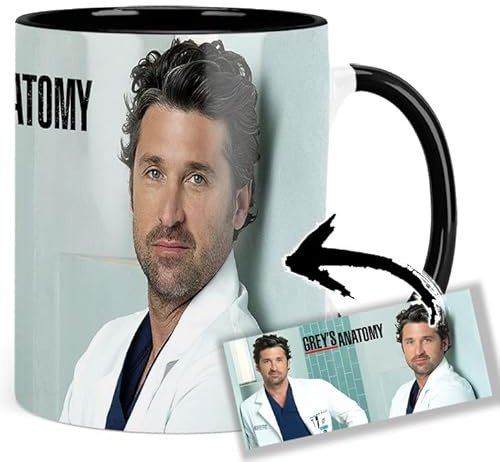 Grey's Anatomy Patrick Dempsey Tasse Innen & Henkel Schwarz Keramikbecher Mug