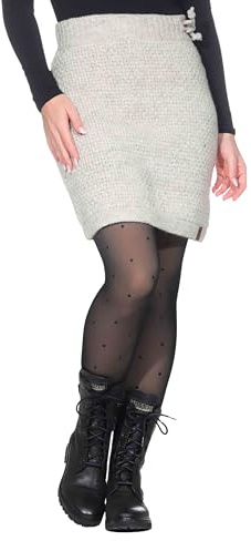 Strickrock kurzer Winter Rock mit klassischem Waffel-Muster Wolle Boho