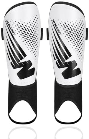 Schienbeinschoner Kinder Fussball Knöchelschutz Herren - Fußball Ausstattung Mit Verstellbarem Klettverschluss - Leicht Langlebig rutschfest für Jungen Mädche im Alter von 2 bis 18 Jahren - Weiß M
