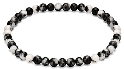 EUMENIDES Damen-Naturstein-Armband, Turmalin, Tigerauge, Obsidian, Achat-Kristallstein, QUALITÄT A, 7,2 Zoll, 4/6MM (Mit Zebra-Muster, 4MM)