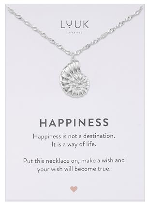 LUUK LIFESTYLE Halskette mit Muschel Anhänger im Boho Stil, Geschenk für Damen I Mädchen, eleganter Schmuck für den Sommer, Silber