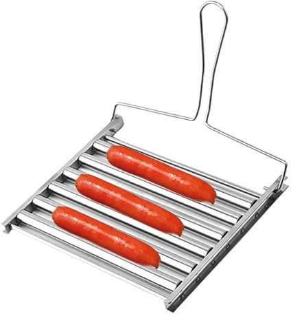 Küchenrollengrill – Edelstahl-Hot-Dog-Roller, 360-Grad-Grillwerkzeug, Outdoor-Camping, Würstchen-Kocher, hängende Lagerung, Grillrollen-Set, Kochen, revolutionierender Spinner für die Küche