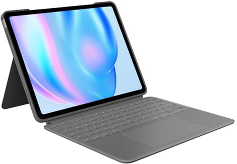 Logitech Combo Touch iPad Air 13 Zoll (M2/M3) (2024/2025) Tastatur-Case – Abnehmbare Tastatur mit Hintergrundbeleuchtung und Halterung, komfortables Tippen, Multi-Use-Modus, Deutsches QWERTZ - Grau