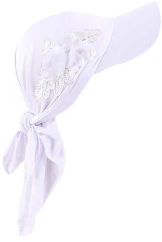 Pluto & Fox Damen Turban Visor Cap Kopftuch mit Blumenornament Baseballkappen für die Sonne (DE/NL/SE/PL, Alphanumerisch, Einheitsgröße, Weiß)