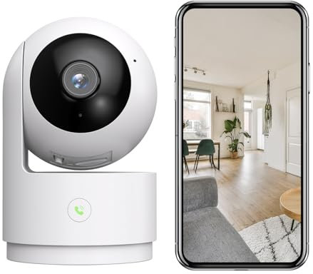 Tical 2K Telecamera Wi-Fi Interno, Telecamera di Sorveglianza Rotante a 360° con AI Rilevamento Umano, Audio Bidirezionale, 2.4GHz, Visione Notturna, One-Touch Call