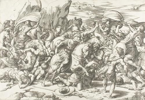 RGPTBDWR 1527 Giovanni Jacopo Caraglio Wandbild, Motiv Schlacht um Schild und Lanze