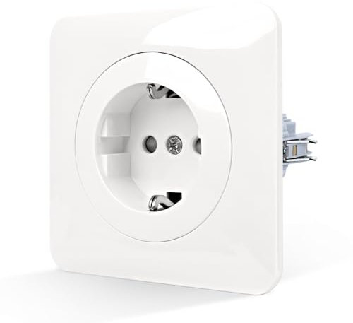 CNBINGO Einzelsteckdose Unterputz mit Krallen - Einfach Schuko Steckdose mit PC-Flammhemmende Materialien - 16 Amp Schutzkontakt Wandsteckdose mit Kindersicherung - reinweiß