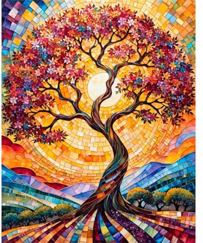 LAISLLA Pintura por Números para Adultos, DIY Pintura por Números, Kit de Pintura al óleo de Lienzo para con Pinceles Sin Marco 40X50 CM (Árbol)