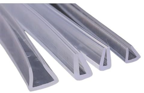 Solid Edge Guard, 2 Meter, U Kanal Duschtür Glasdichtungsstreifen aus Silikonkautschuk, Kantenschutz für Glastüren (Größe: 8 x 10