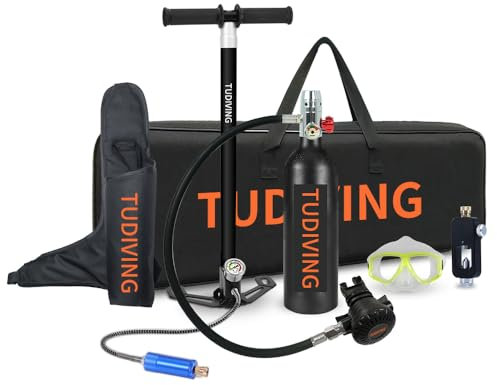 TUDIVING S400 Mini bouteille de plongée portable avec réservoir de plongée de 15 à 20 minutes 1 l S400 (S400-C5 noir)