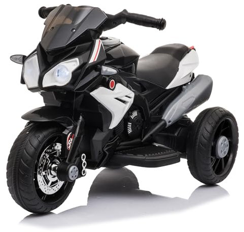 LALAHO Elektro Motorrad Kinder Elektromotorrad Kindermotorrad Kinderfahrzeug, 6 V 7 Ah Elektro-Dreirad für Kinder von 3–6 Jahren (Schwarz1)