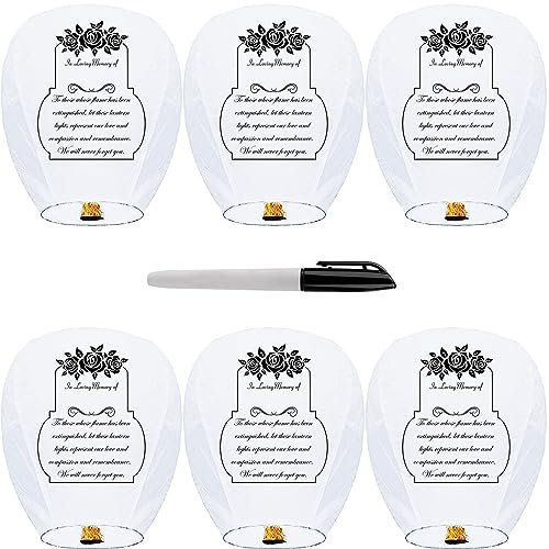 Farol volador 100% biodegradable de papel, blanco linterna china volante, ideal para tus eventos, bodas, fiestas, año nuevo, 6 piezas
