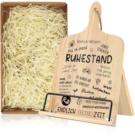 Ruhestand Geschenk Kochbuchhalter Holz, Rentner Geschenk Mann Frau Einstellbarer Rezeptbuchhalterung für die Küche Buchhalter Wand Aufhängbar Buchständer Halterungen für Rezepte Tabletten beim Kochen