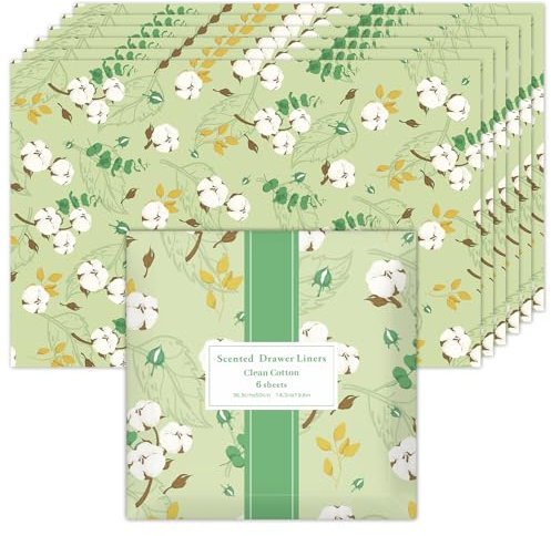 Scent-Hi Papeles Perfumados, 6 Hojas Algodón de cajones perfumados, Hojas de Papel no Adhesivas para Armario del hogar, cajones de tocador, 36.5 * 50 cm