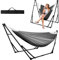 OKSTENCK Multifunctional Hammock Chair Set with Folding Stand, Dual Use Portable Hammock Chair Stand Set for Indoor and Outdoor Use, Max. Load Capacity 200 kg, Grey