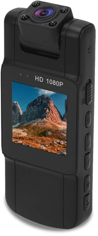 Cocoarm 1080P Körperkamera mit 180 Grad Drehbarem Objektiv, Infrarot-Nachtsicht, 3,9 cm Display, Bewegungserkennung, Tragbarer Sport-Action-Camcorder mit Anti-Shake-Clip