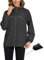 Rapbin Damen Regenjacke Wasserdicht Leicht Regenmantel mit Reflektorstreifen und Kapuze Dünne Packbar Reisen Fahrrad Windbreaker für Outdoor-Aktivitäten(Schwarz,S)