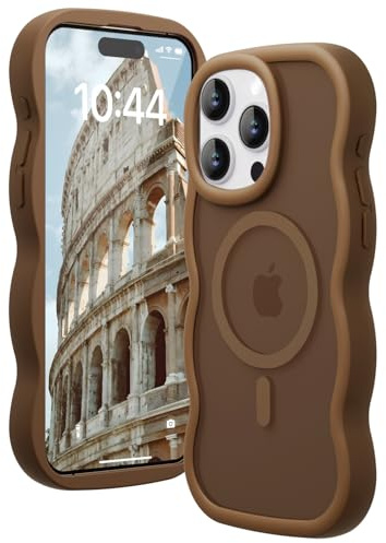 Amzfield Magnetic Case for iPhone 14 Pro Max, Wavy Translucent Matte, Brown | Compatible with MagSafe Wavy Translucent Soft Silicone Shockproof Cute Matte for Girl Women Drop Protection Soft Touch Pretty