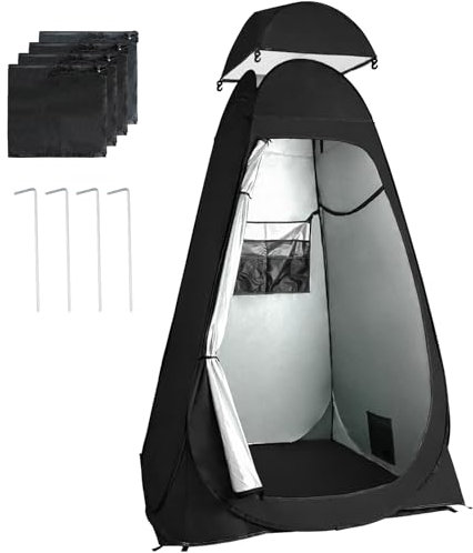 Camping Toilettenzelt Duschzelt Wurfzelt Pop Up Umkleidezelt Privatsphäre Toilettezelt Umkleidekabine Lagerzelt Mobile Outdoor WC Zelt für Camping & Beach, mit Tragetasche(UV 50+) Schwarz