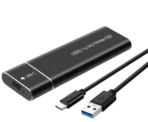 M.2 SATA & NVME SSD Enclosure USB 3.2 M2 Converter Adapter Caddy 10Gbps Aluminium for M.2 B&M-Key/M-Key 2230/2242/2260/2280 SSDs (Supports Only NVME SSD, Black)