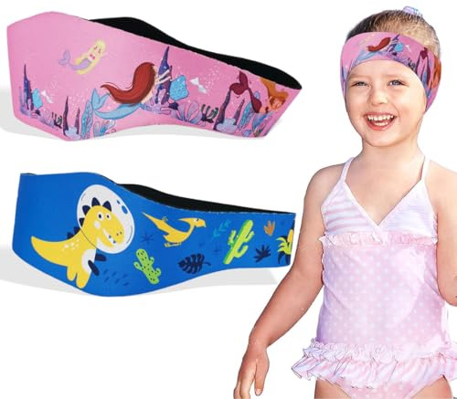2 Pièces Bandeau de Natation Enfant, Protection Auditive en Néoprène Élastique Élastique Équipement Sport Nautique pour Piscine, Plage et Sports Nautiques