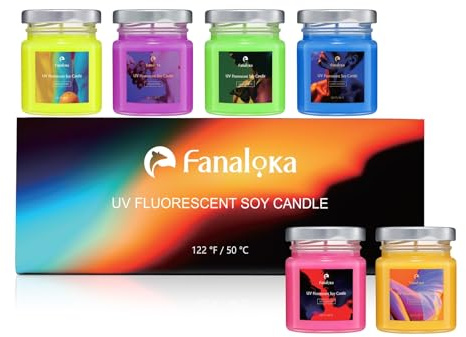 Mini UV-fluoreszierende Sojawachs-Kerzen, 60 g, 6er-Pack | Niedertemperatur, Körpersicher, Geringe Wärmeentwicklung, Ohne Duftstoffe, 50 °C, abziehbares Wachs