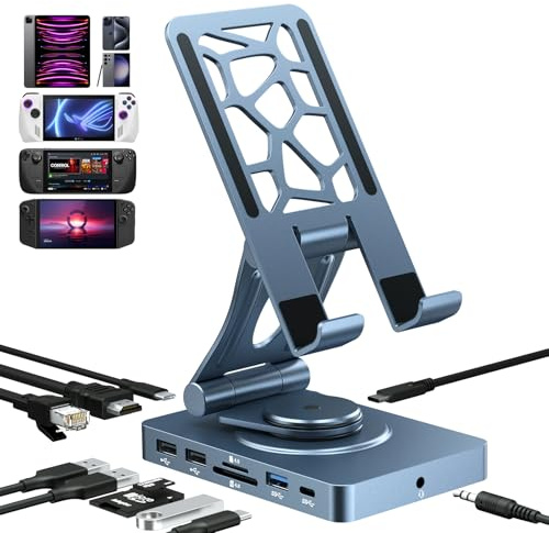 USB C Dockingstation für iPad/iPad Pro, 11-in-1 Adapter mit 4K@120Hz HDMI, 10Gbps USB Ports, SD/TF 4.0 Leser, RJ45, Audio, Belüftetes Design für Tablets, Steam Deck, ROG Ally, Legion Go, Msi Claw