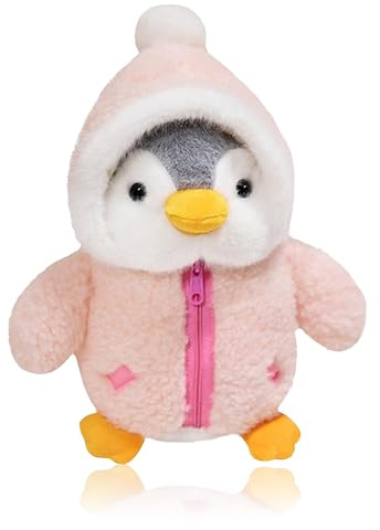 Iirlvior Peluche a forma di pinguino, 25 cm, colore: rosa, morbido peluche per coccolare e giocare, perfetto regalo Pudgy Penguins con morbido peluche per adulti