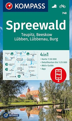 KOMPASS Wanderkarte 748 Spreewald, Teupitz, Beeskow, Lübben, Lübbenau, Burg 1:50.000: 4in1 Wanderkarte mit Aktiv Guide und Detailkarten inklusive ... Verwendung in der KOMPASS-App. Fahrradfahren.