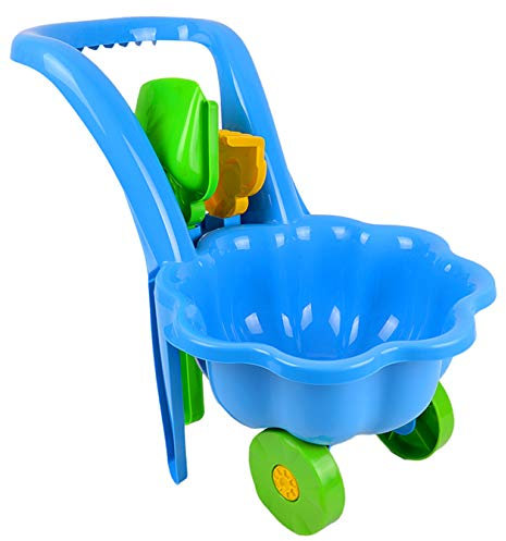 MARMAT Schubkarre Garten Kinder Spielzeug Sandspielzeug Sandkasten + Schaufel + Rechen (Blau)