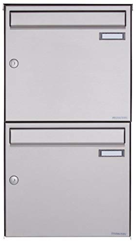 Aufputz Briefkastenanlage Design Basic 382A (2 Briefkästen, senkrecht, Edelstahl, 240er Korn geschliffen)