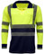Hi Viz VIS High Visibility Polo Shirt Reflective Tape Safety Security Work Button T-Shirt S-5XL (Yellow/Navy Long Sleeves, Large)