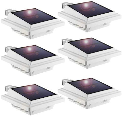 KEENZO LED Solar Dachrinnenleuchte, Solarlampen für Außen, 25LEDs Solarlicht, Auto ON/OFF, Weiß, Kaltesweiß Licht (6er set)