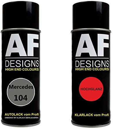 Set di bombolette spray per auto, per Mercedes/Daimler Benz 104, grigio scuro metallizzato, vernice di base trasparente, bomboletta spray da 400 ml
