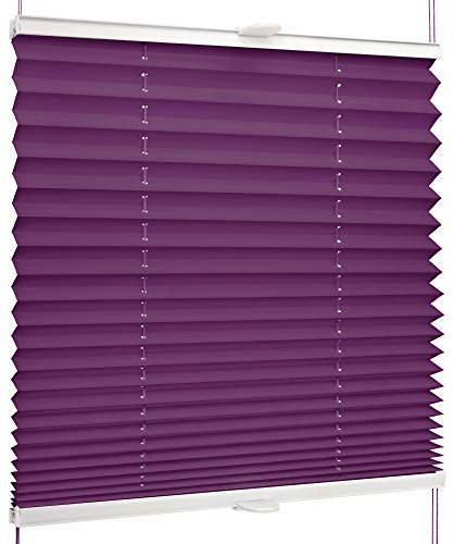 SchattenFreude Basic Klemmfix-Plissee für Fenster | Mit Klemm-Haltern | Ohne Bohren | Violett, Breite: 45cm x Höhe: 150cm