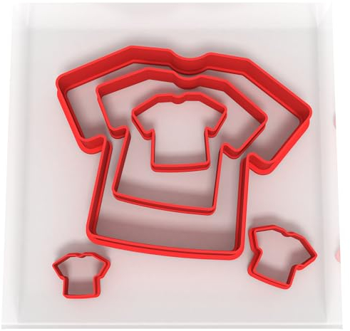 Custom Cutters Shirt Shaped Cutters | Set of 5 Plastic Cutter for Baking, Fondant, Clay, Pastry, Icing, Jewellery (1.5/2/3/5/8CM)
