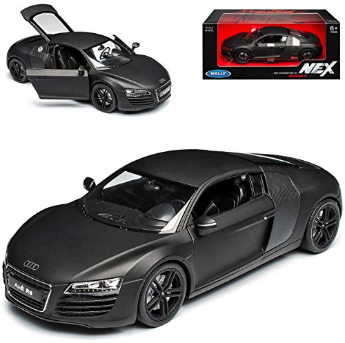 Welly A*u*d*i R8 Matt Schwarz Coupe Ab 2006 1/24 Modell Auto mit individiuellem Wunschkennzeichen