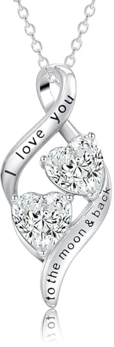 CERSLIMO Kette Silber 925 Halskette Herz Zirkonia Schmuck Geschenk für Damen Frau Geburtstag Valentinstag