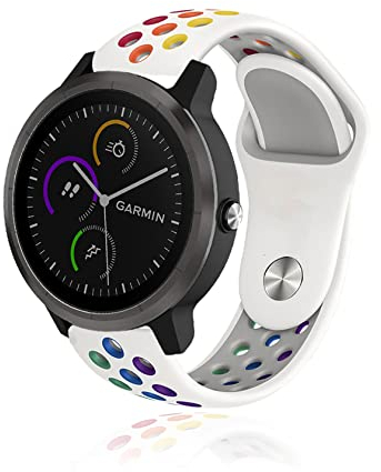 ToVioc 20mm Armband für Garmin Forerunner 570 42mm/165/165 Music, Atmungsaktiv Silikon Ersatzarmband Sportarmband für Garmin Vivoactive 6/5/3/3 Music, Approach S44/S50/S40/S42 - Weiß