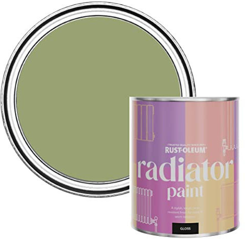 Rust-Oleum Green Heat Resistant Radiator Paint in Gloss Finish - Familiar Ground 750ml