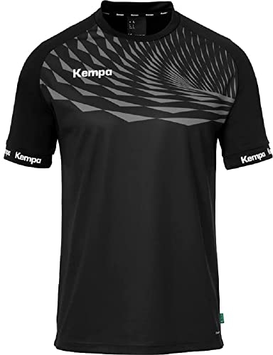 Kempa Wave 26 Shirt Herren Jungen Sportshirt Kurzarm T-Shirt Funktionsshirt Handball Gym Fitness Trikot - elastisch und atmungsaktiv, XL, Schwarz/Anthra