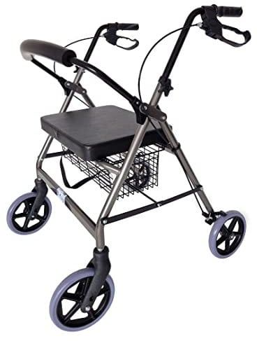 abc HOME | Rollator | Metallkorb | extra breite Sitzfläche | verstellbare Höhe