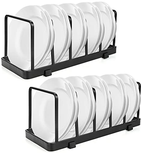 Escurreplatos, Estante para Platos Escurre Platos Armarios Escurridor de Platos Escurridor para Platos de Metal soporte para tabla de cortar ahorrador de espacio Portacubiertos, Negro 2 Piezas
