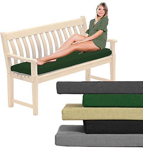 Outdoor Water-Resistant Bench Rattan Cushion Pad for Garden 2/3/4 Seater 108/143/170cm Thick Long Bench Chair Cushions Pad for Swing Patio (4 Seater-170x52x6cm, Bottle Green)