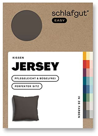 Schlafgut Easy Jersey Kissenbezug 80x80 cm Sand Deep mit 100% Baumwolle, superweicher & atmungsaktiver Kopfkissenbezug