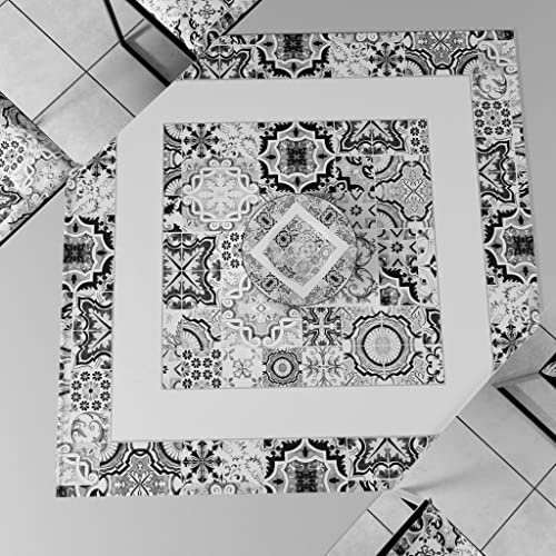 PETTI Artigiani Italiani - Accessori Tessili da Cucina, Centrotavola Moderno 90x90 cm in Microfibra, Tovaglia Centro Tavola Elegante in Stampa Digitale Vietri Nero, 100% Made in Italy