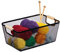 Relaxdays Drahtkorb mit Holzgriffen, eckig, Aufbewahrungskorb Metall, HBT 16,5 x 37 x 22,5 cm, Korb Küche & Bad, schwarz