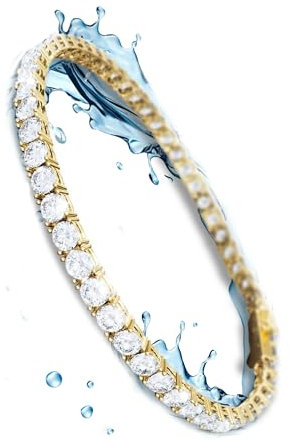 VENTR 4-6MM Mens Tennis Bracelet Gold | Durable Mens Stainless Steel Bracelet | Waterproof Mens Bracelet 4 Layered Gold Tennis Chain | Mens Diamond Bracelet Iced Out Bracelet (7-8)