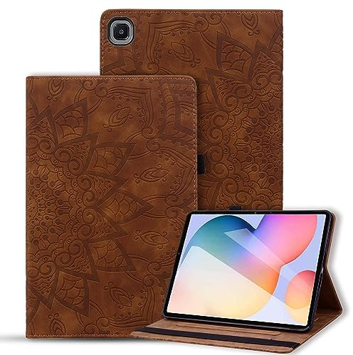 Vaitasy Funda Samsung Galaxy Tab A7 10.4 Pulgadas 2020 Carcasa Cuero PU Funda con Función Soporte para Galaxy Tab A7 2020 SM-T500/SM-T505/SM-T507 - Mandala Marrón