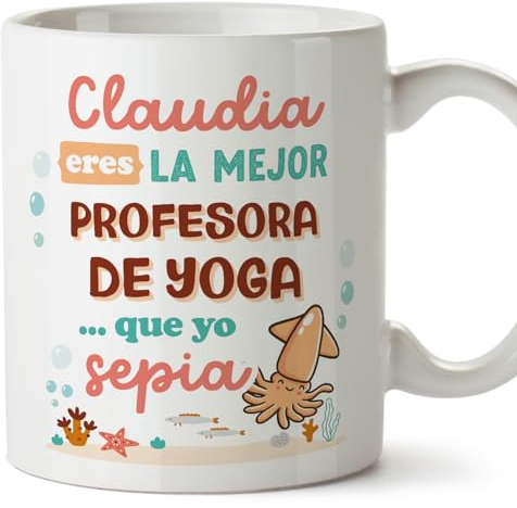 MUGFFINS Tazas Personalizadas para PROFESORA DE YOGA mujer - En Español - Mejor que yo Sepia - 11 oz / 330 ml - Regalo Personalizable original y divertido